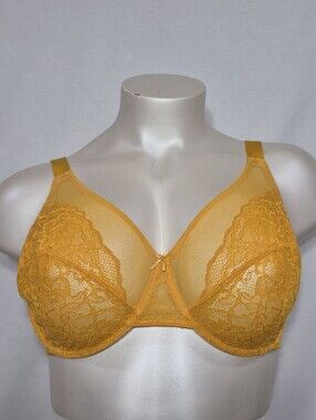 42G HSIA Semi Sheer See Thru‎ Lace Unlined Underwire Bra Orange